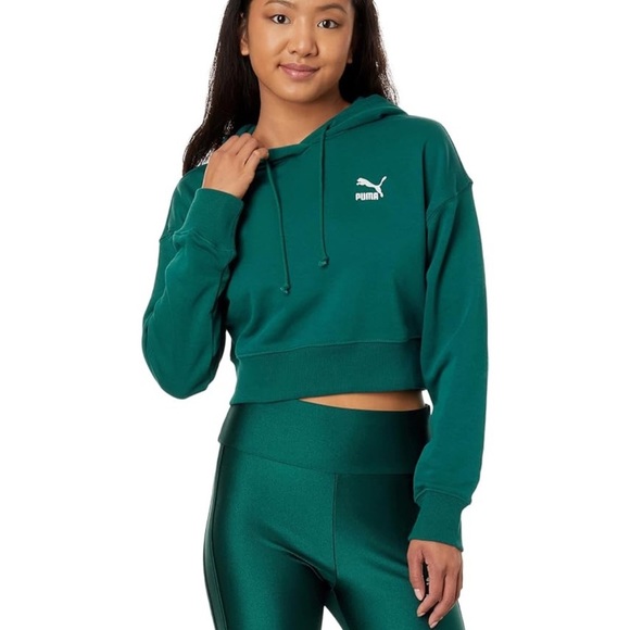 Puma Blue/green Cropped Long Sleeve Hoodie - Picture 2 of 10